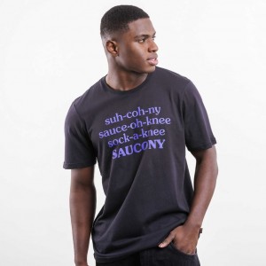 Black Men's Saucony X Frank Cooke Rested T-Shirt | AUS-CWLVE