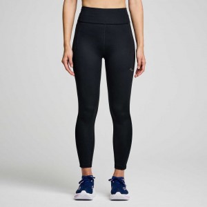 Black Women's Saucony Fortify Crop Tight | AUSTRALIA-HLQAZ