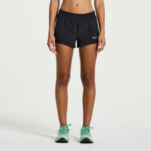 Black Women's Saucony Outpace 2.5" Split Shorts | AUSTRALIA-FIONV