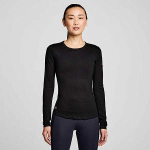 Black Women's Saucony Peregrine Merino Long Sleeve T-Shirt | AUSTRALIA-GBLQC