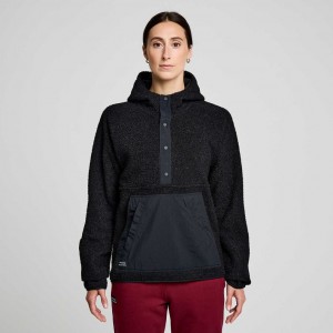 Black Women's Saucony Recovery Sherpa Pullover Hoodie | AUSTRALIA-IPQYF