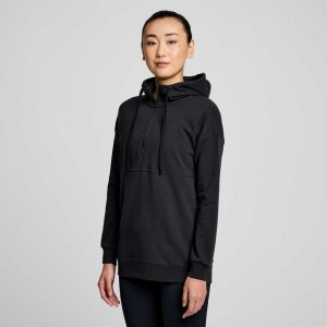 Black Women's Saucony Recovery Zip Tunic Hoodie | AUSTRALIA-RWSNY