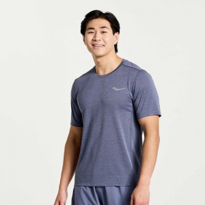 Blue Men's Saucony Stopwatch Short Sleeve T-Shirt | AUS-OJNDA