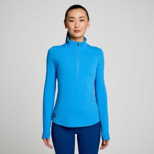 Blue Women's Saucony Triumph 3D 1/2 Zip Sweatshirt | AUSTRALIA-TEYZB