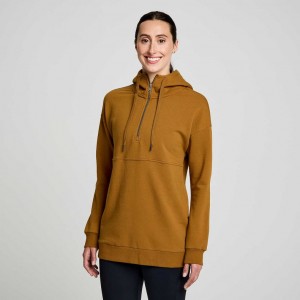 Brown Women's Saucony Recovery Zip Tunic Hoodie | AUS-YNZHE