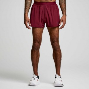 Burgundy Men's Saucony Outpace 2.5" Split Shorts | AUSTRALIA-SRJWI