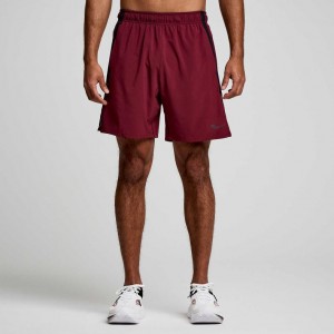 Burgundy Men's Saucony Outpace 7" Shorts | AUS-NFEWQ