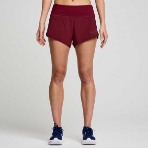 Burgundy Women's Saucony Outpace 2.5" Split Shorts | AUSTRALIA-MJHEL