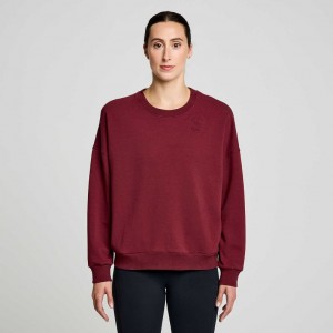 Burgundy Women's Saucony Recovery Crew Sweatshirt | AUS-QRYHA