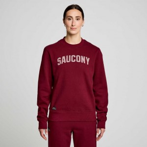 Burgundy Women's Saucony Recovery Crew Sweatshirt | AUS-BGNSE