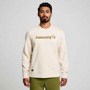 Cream Men's Saucony Recovery Crew Sweatshirt | AUSTRALIA-YSHBE