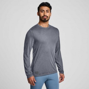 Grey Men's Saucony Peregrine Merino Long Sleeve T-Shirt | AUSTRALIA-CYWVD