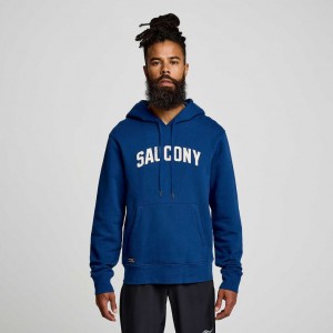 Indigo Men's Saucony Recovery Hoodie | AUS-UHCPQ