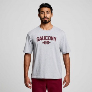 Light Grey Men's Saucony Recovery Short Sleeve T-Shirt | AUSTRALIA-YPEBS