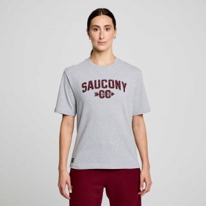 Light Grey Women's Saucony Recovery Short Sleeve T-Shirt | AUSTRALIA-FYQBU