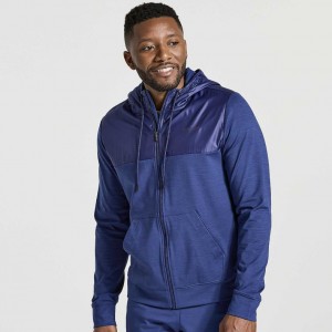 Navy Men's Saucony Solstice Zip Hoodie | AUS-SIBJU