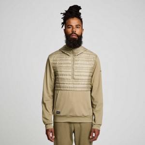 Olive Men's Saucony Solstice Oysterpuff Hoodie | AUS-BGWFA