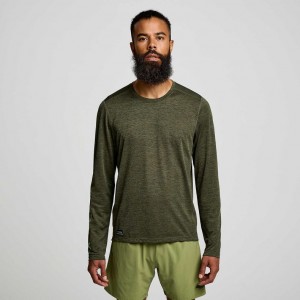 Olive Men's Saucony Stopwatch Graphic Long Sleeve T-Shirt | AUSTRALIA-LYZMW