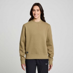 Olive Women's Saucony Recovery Crew Sweatshirt | AUSTRALIA-QSNRF