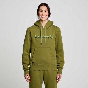 Olive Women's Saucony Recovery Hoodie | AUSTRALIA-NKVRG