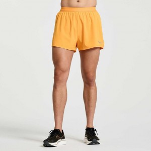 Orange Men's Saucony Outpace 2.5" Split Shorts | AUSTRALIA-DFJNO