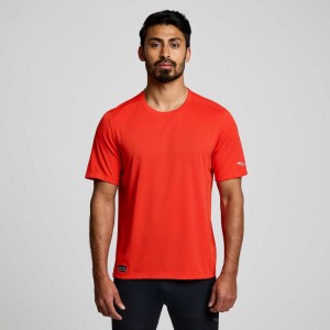 Orange Men's Saucony Stopwatch Short Sleeve T-Shirt | AUSTRALIA-RLGIW