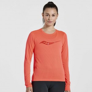 Orange Women's Saucony Stopwatch Graphic Long Sleeve T-Shirt | AUSTRALIA-CFTVE