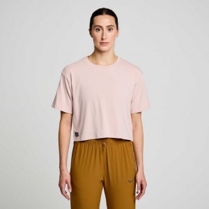 Pink Women's Saucony Recovery Boxy T-Shirt | AUSTRALIA-SPNHO