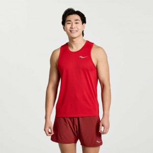 Red Men's Saucony Stopwatch Singlet | AUS-GEYWZ