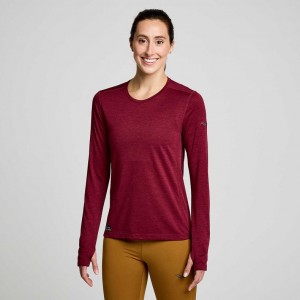 Red Women's Saucony Stopwatch Long Sleeve T-Shirt | AUS-QXMEB