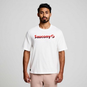 White Men's Saucony Recovery Short Sleeve T-Shirt | AUS-GYOJH