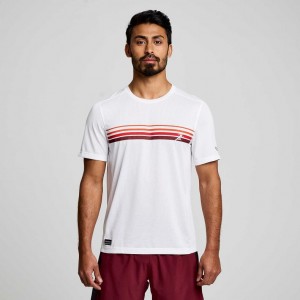 White Men's Saucony Stopwatch Graphic Short Sleeve T-Shirt | AUSTRALIA-HTCPO