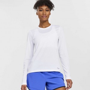 White Women's Saucony Stopwatch Long Sleeve T-Shirt | AUSTRALIA-UJYOB