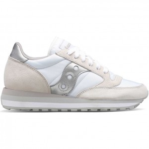 White / Silver Women's Saucony Jazz Triple Trainer | AUSTRALIA-GWINQ