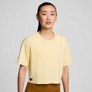 Yellow Women's Saucony Recovery Boxy T-Shirt | AUSTRALIA-JTWSQ