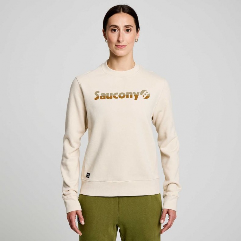 Beige Women\'s Saucony Recovery Crew Sweatshirt | AUS-FRNMA