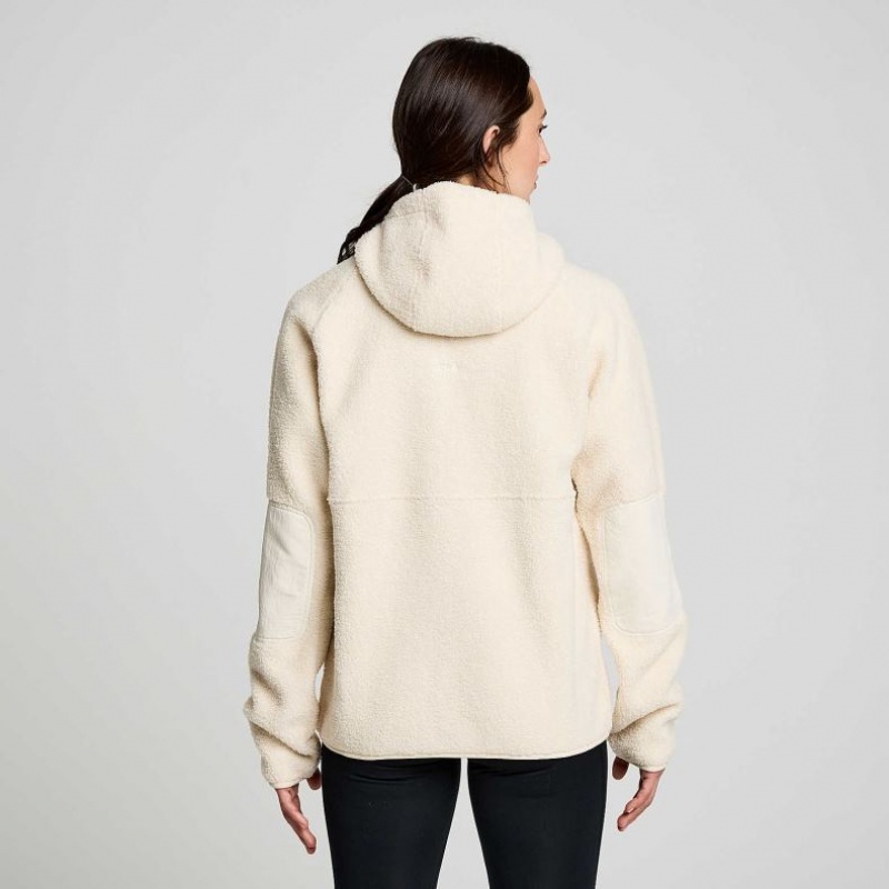 Beige Women's Saucony Recovery Sherpa Pullover Hoodie | AUS-YZUIR