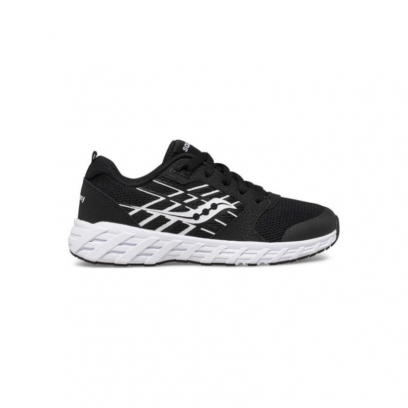 Black Big Kids\' Saucony Wind 2.0 Lace Sneaker | AUS-GSTZI