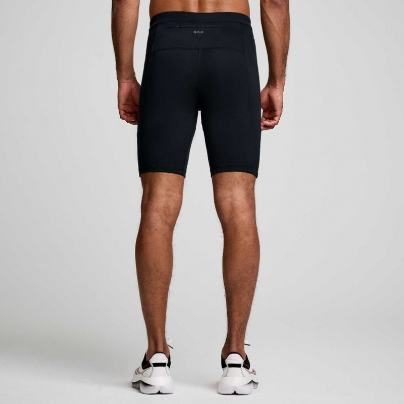 Black Men's Saucony Fortify Lined Half Tight | AUS-ETKNV