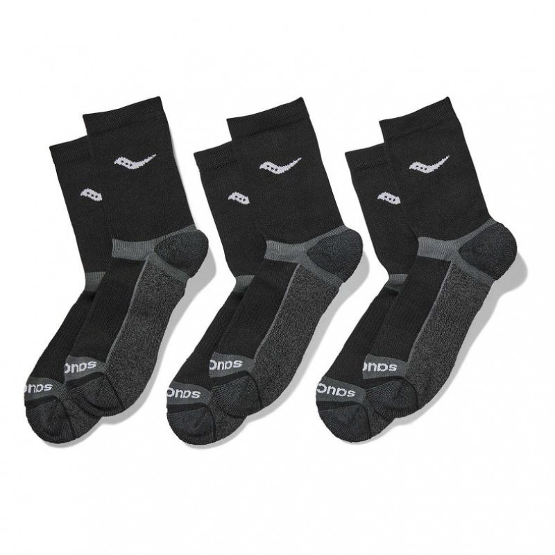 Black Men\'s Saucony Inferno Cushion Mid 3-Pack Socks | AUSTRALIA-KENWA