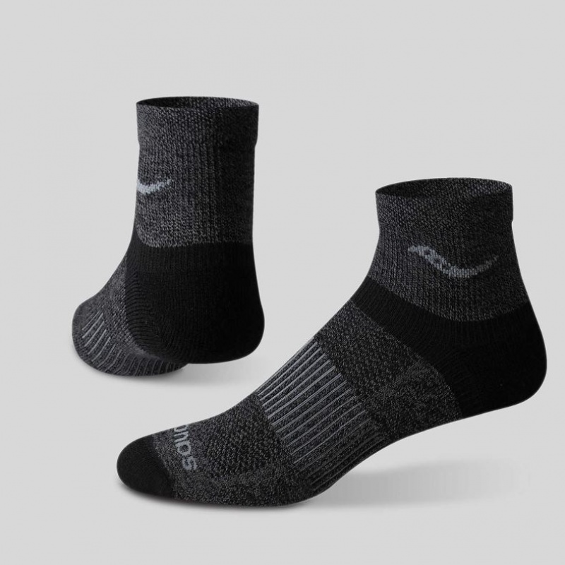 Black Men\'s Saucony Inferno Merino Wool Blend Quarter 3-Pack Socks | AUS-ZAEVY