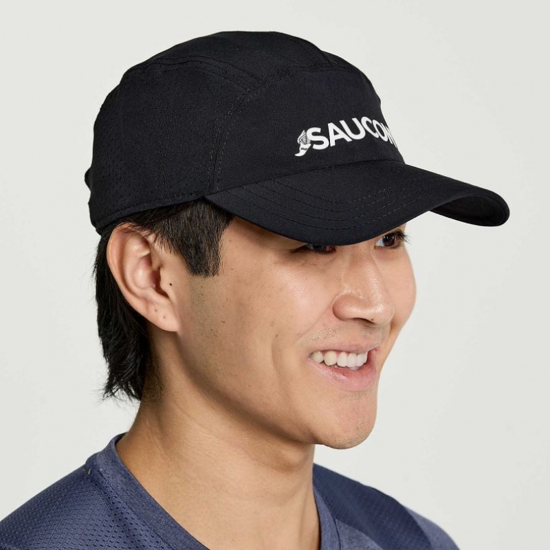 Black Men\'s Saucony Outpace Hat | AUSTRALIA-IDPYB