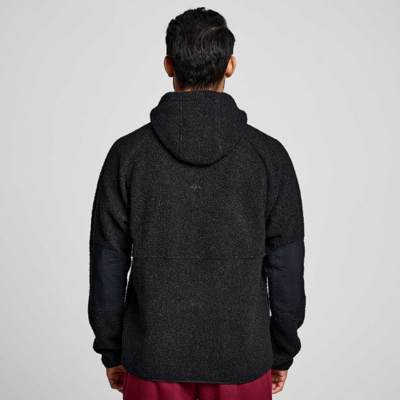 Black Men's Saucony Recovery Sherpa Pullover Hoodie | AUSTRALIA-SGWKX