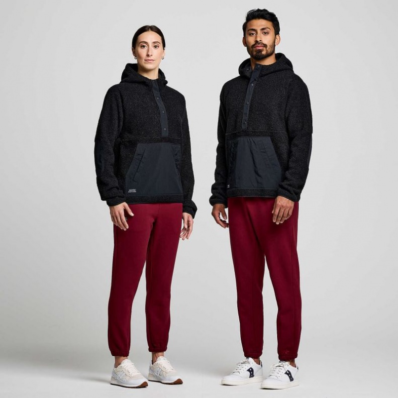 Black Men's Saucony Recovery Sherpa Pullover Hoodie | AUSTRALIA-SGWKX