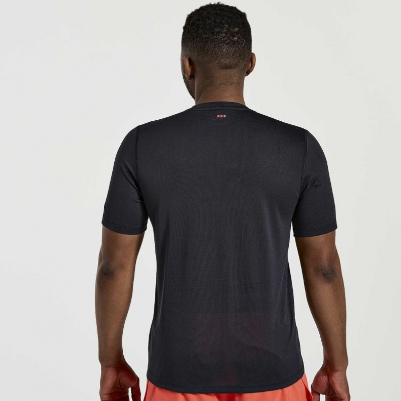 Black Men's Saucony Stopwatch Graphic Short Sleeve T-Shirt | AUS-QSVFY