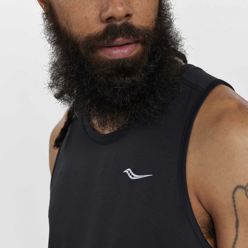 Black Men's Saucony Stopwatch Singlet | AUS-EMILP