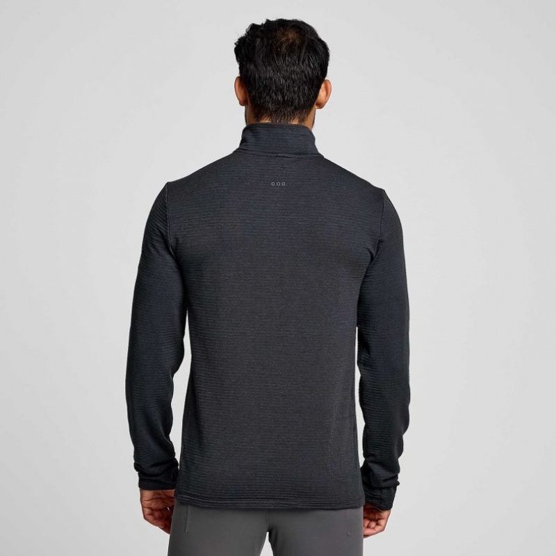 Black Men's Saucony Triumph 3D 1/2 Zip Sweatshirt | AUS-ZYVHG