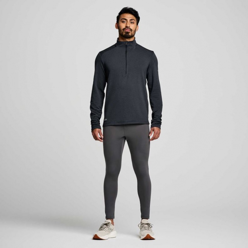 Black Men's Saucony Triumph 3D 1/2 Zip Sweatshirt | AUS-ZYVHG