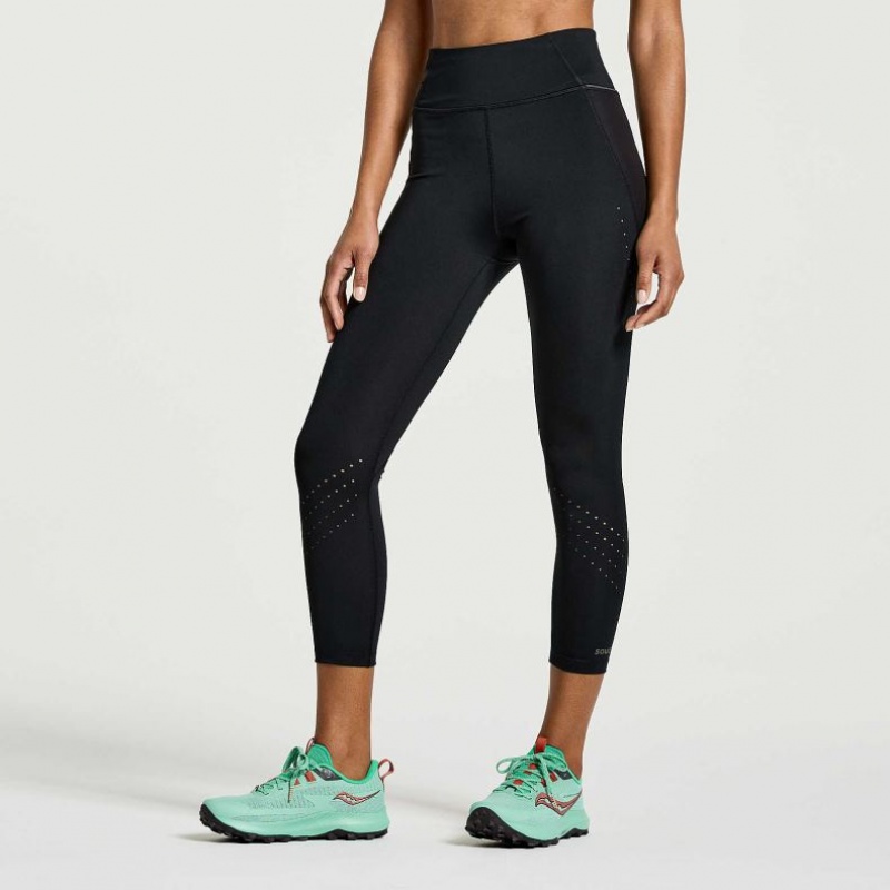 Black Women's Saucony Explorer Utility Crop Tight | AUSTRALIA-BPJXK