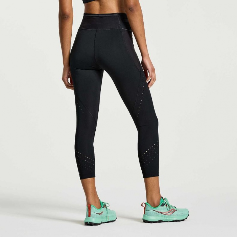 Black Women's Saucony Explorer Utility Crop Tight | AUSTRALIA-BPJXK